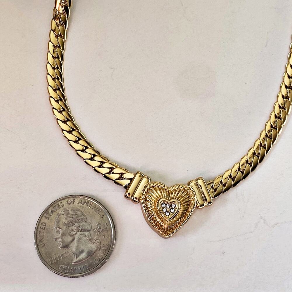 NEW Rhinestone Heart On Snake Chain - Picture 4 of 15